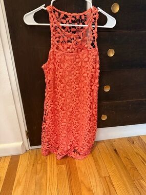 Hollister Coral Lace-Trim Tank Top